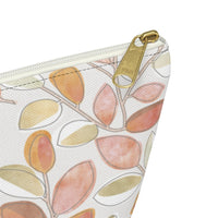 Cherry Plum Leaves Accessory Pouch w T-bottom in Coral